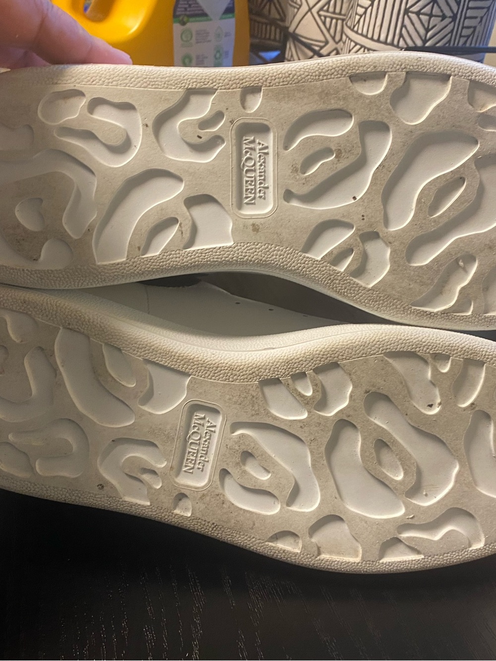 Alexander McQueen White Leather Sneakers with Black Heel Tab - Picture 7 of 8